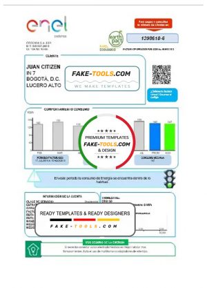 Colombia ENEL energy utility bill template in Word and PDF format