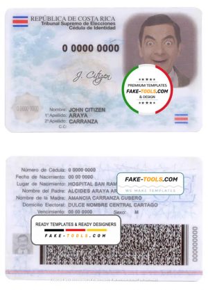 Costa Rica ID template in PSD format