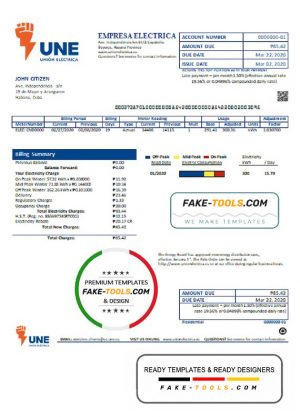 Cuba Empresa Electrica utility bill template in Word and PDF format