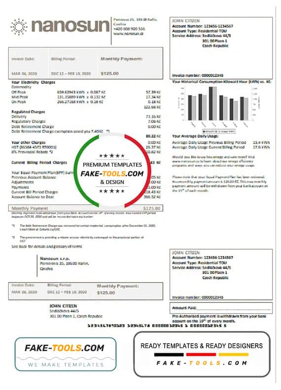 Czech Republic Nanosun s.r.o utility bill template in Word and PDF format Czech Republic Nanosun s.r.o utility bill template in Word and PDF format