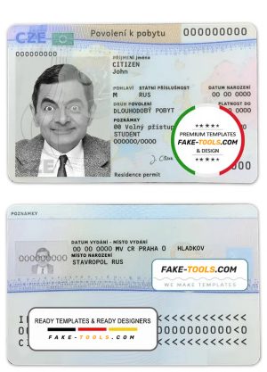 Czech driving license template in PSD format, fully editable, + editable PSD photo look