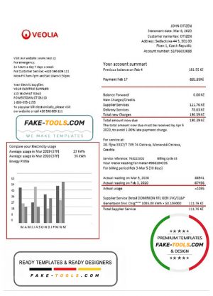 Czechia Veolia Energy Czech Republic energy utility bill template in Word and PDF format