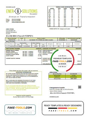 Ecuador Energysource Ecuador energy utility bill template in Word and PDF format