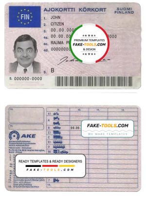 Finland driving license template in PSD format, fully editable