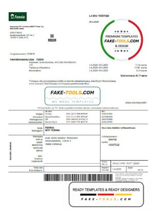 Finland Fennia Insurance company bill template in Word and PDF format