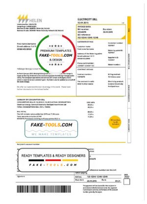 Finland HELEN utility bill template in Word and PDF format
