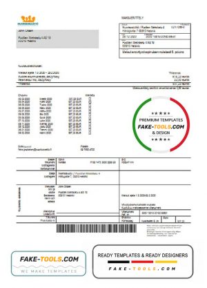 Finland Nuorisosäätiö Youth Foundation bill template in Word and PDF format