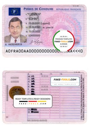 France driving license template in PSD format
