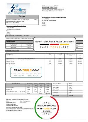 France Energies & Services Régie Municipal d’ Electricité Sarre-Union electricity utility bill template in Word and PDF format, fully editable