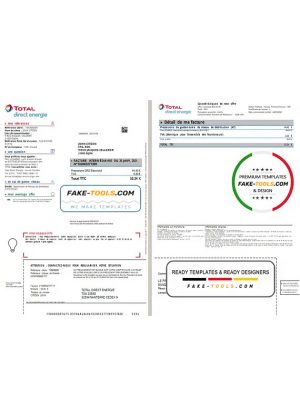 France Total Direct Energie utility bill template in Word and PDF format