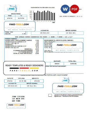 Georgia RWC water bill template in Word and PDF format