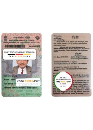 India Election ID card template in PSD format, fully editable, with all fonts