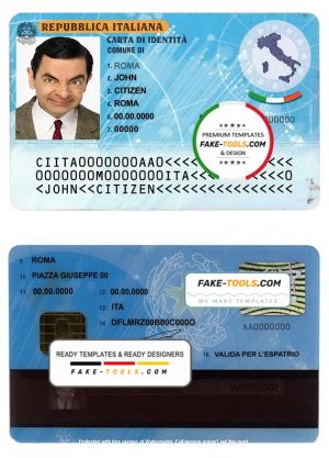 Italy ID template in PSD format, fully editable, with all fonts (2006-2016)