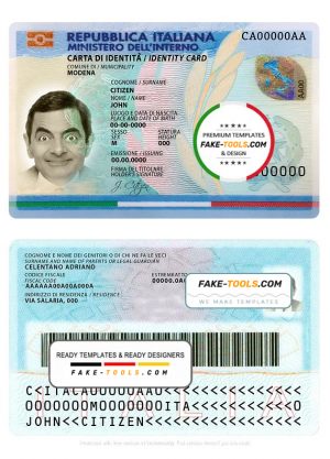 Italy ID template in PSD format, fully editable, with all fonts (2016 – present)