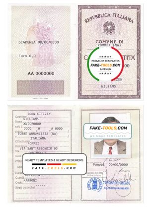 Italy Identity Card (La Carta D’Identita’ Italiana) template in PSD format, fully editable