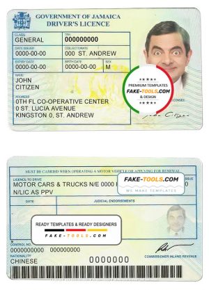 Jamaica driving license template in PSD format, fully editable