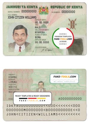 Kenya ID template in PSD format, fully editable