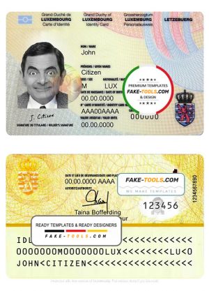 Luxembourg ID template in PSD format