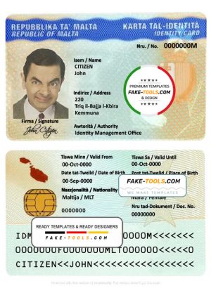Malta ID template in PSD format, fully editable