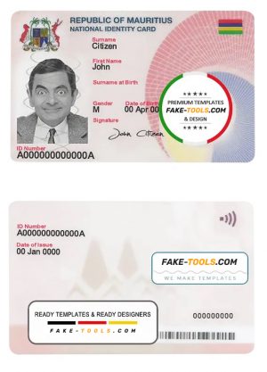 Mauritius ID card template in PSD format, fully editable