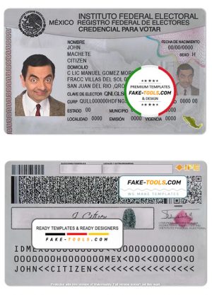 Mexico ID template in PSD format, fully editable