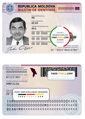 Moldova ID template in PSD format, fully editable, with all fonts