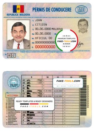 Moldova driving license template in PSD format