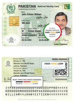 Pakistan ID template in PSD format, fully editable