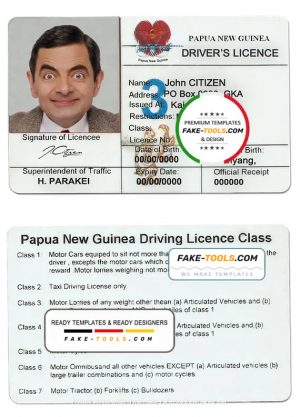 Papua New Guinea driving license template in PSD format