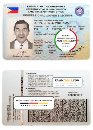 Philippines driving license template in PSD format