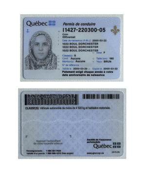 Canada Quebec driving license template in PSD format