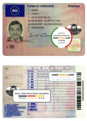 Romania driving license template in PSD format