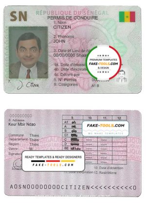 Senegal driving license template in PSD format, fully editable