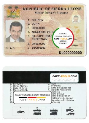 Sierra Leone driving license template in PSD format, fully editable