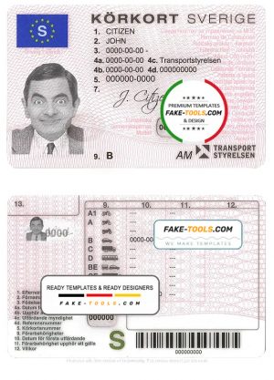 Sweden driving license template in PSD format