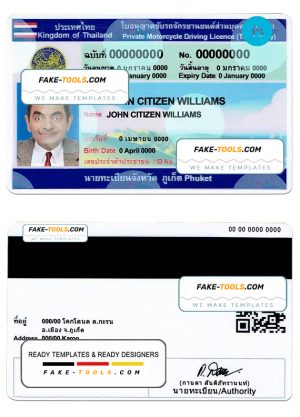 Thailand driving license PSD template, fully editable