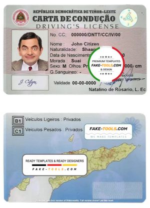 Timor-Leste driving license template in PSD format, fully editable