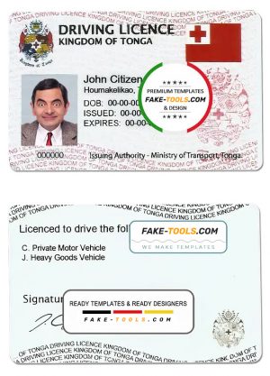Tonga driving license template in PSD format, fully editable