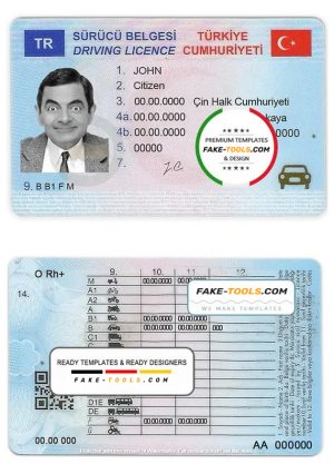 Turkey driving license template in PSD format, fully editable