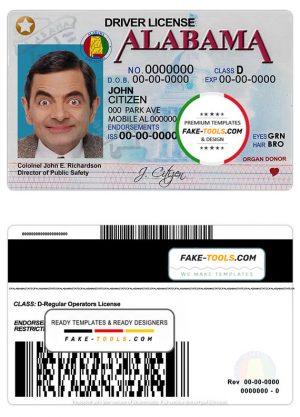 USA Alabama driving license template in PSD format