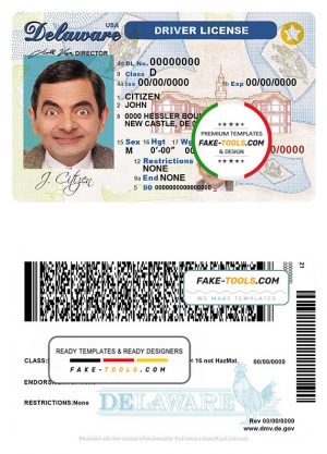 USA Delaware driver license template in PSD format