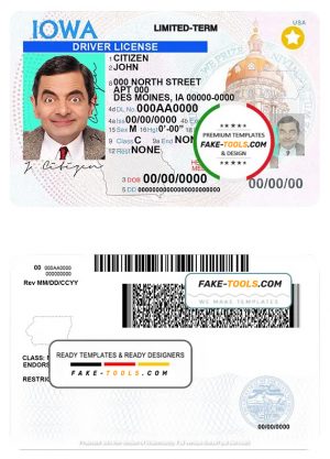 USA Iowa driving license template in PSD format