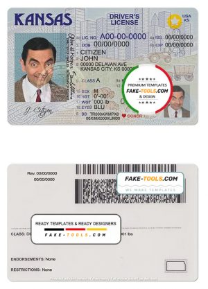 USA Kansas driving license template in PSD format