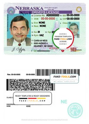 USA Nebraska driving license template in PSD format