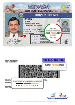 USA Nevada driving license template in PSD format