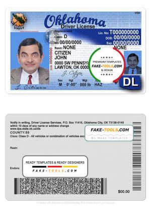 USA Oregon state driving license template in PSD format