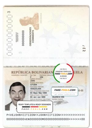 Venezuela passport template in PSD format, fully editable