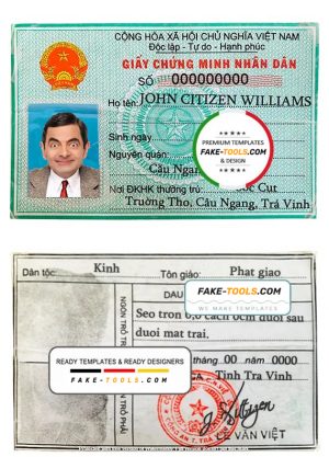 Vietnam ID template in PSD format, fully editable Vietnam