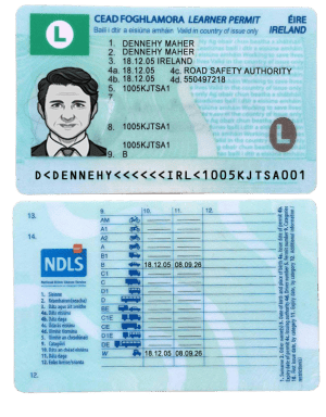 Ireland driving license template in PSD format, fully editable, with all fonts