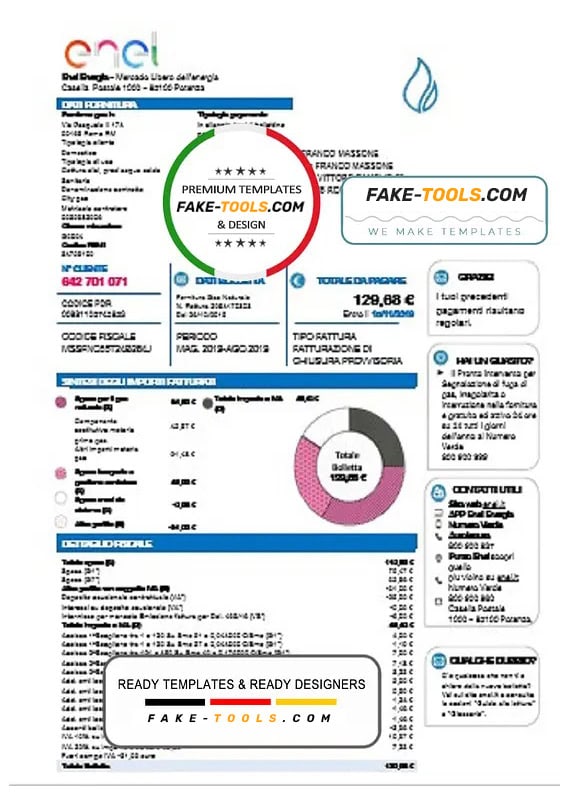 Italy Enel Energia utility bill template in Word and PDF format Italy Enel Energia utility bill template in Word and PDF format